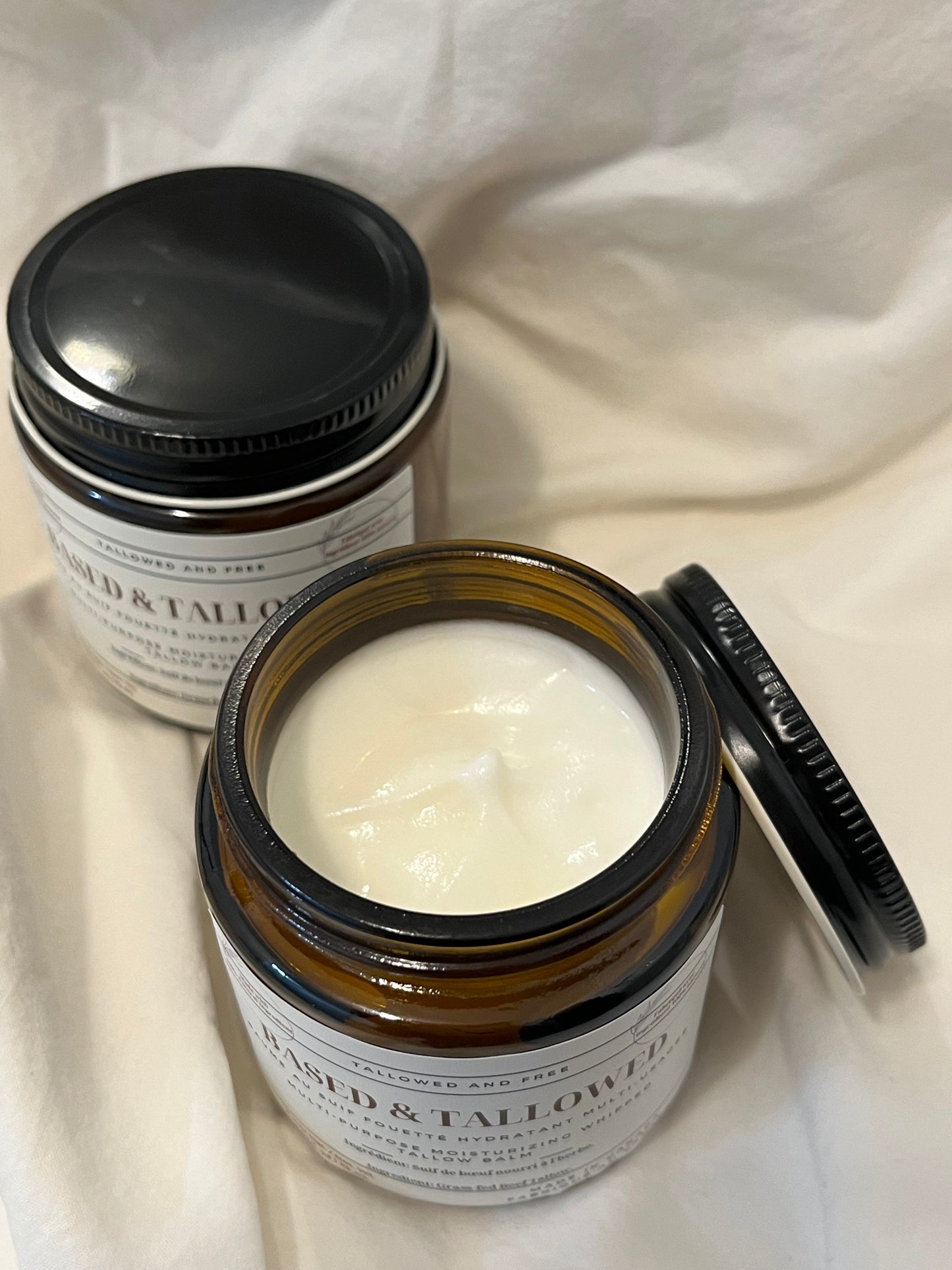 Based & Tallowed: Unscented Single-Ingredient Grass-fed and Grass-finished Beef Tallow Balm (Whipped and Regular Options ) - 100 & 75 ml