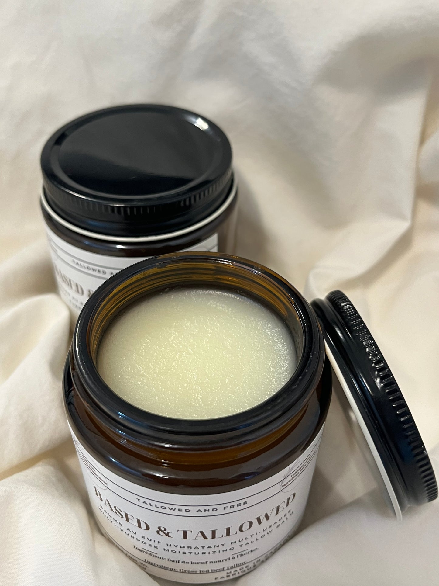 Based & Tallowed: Unscented Single-Ingredient Grass-fed and Grass-finished Beef Tallow Balm (Whipped and Regular Options ) - 100 & 75 ml