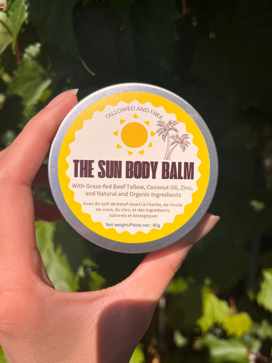 Sun Body Balm - For Sun Damage Prevention (Made with grass-fed beef tallow, 19% non-nano zinc oxide, and natural and organic ingredients) - SPF between 30-40